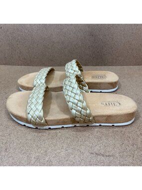 Cliffs Womens White Mountain Truly Gold Braided Slide Sandals Cushioned Size 8